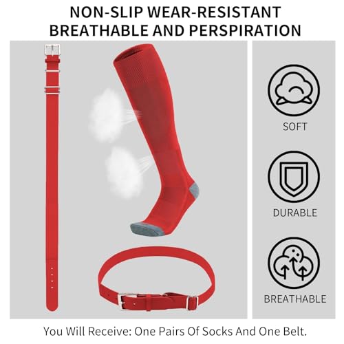 Kids Toddler Baseball Socks & Belt Set 2-4T A-Red Tee Ball Socks for 2-16 Years