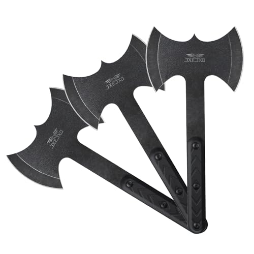 JXE JXO 3-Pack Throwing Axes and Tomahawks Set - Double Bite Hawks for Recreation