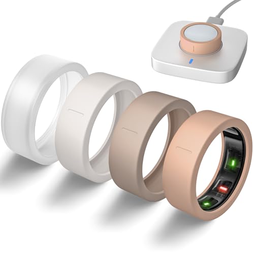 4 Pack Ultra-Thin Silicone Ring Covers for Oura Ring Gen 3/4 - Transparent, Camel, Khaki, Light Gray, S (6-10)