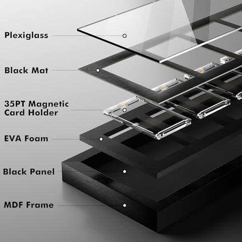 efunny 5-Pack Black Magnetic Card Display Frames with UV Protection for Trading Cards