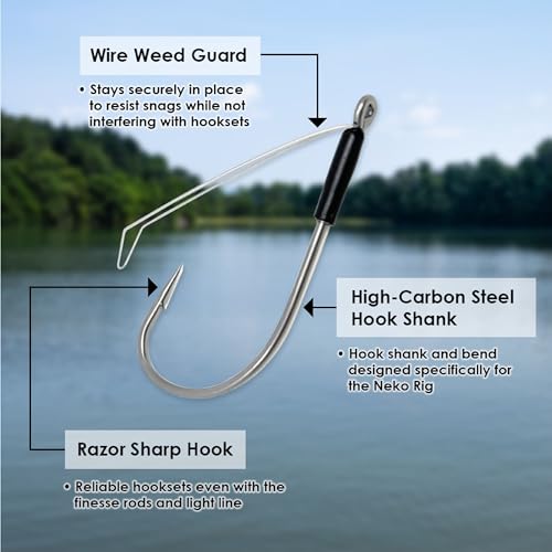 Reaction Tackle 1/0 Weedless Neko & Wacky Hook - High Carbon Steel, 25-Pack