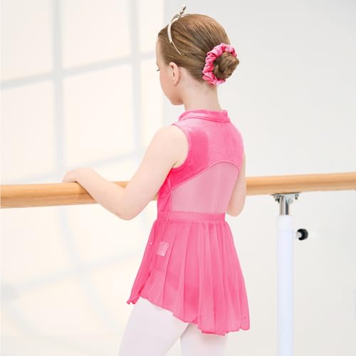 Girls Velvet Ballet Leotard Set with Removable Skirt - Ages 5-12