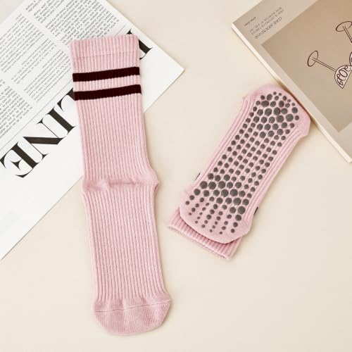 High Elasticity Non-Slip Pilates Grip Socks - Pink, 1 Pair
