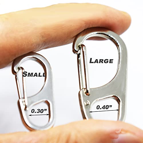 Small Carabiner Clips 1.25 Inch Silver - 12 Pack Spring Hooks