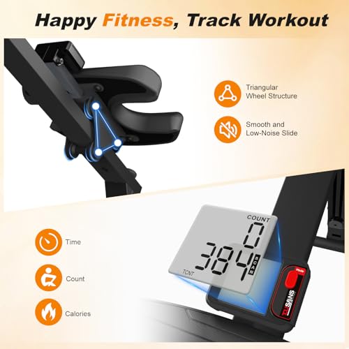 3 in 1 Ab Machine & Rowing Machine - Foldable, Black