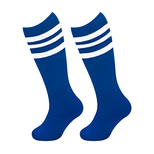 Toddler Soccer Socks for Kids - Blue/White, 3-6 Years