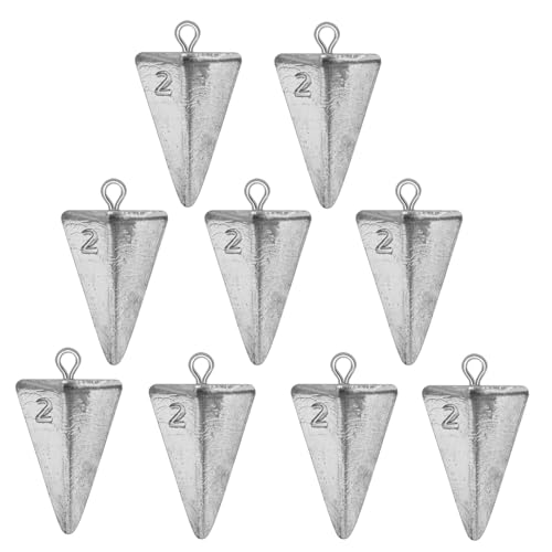 Aollerfilery 2oz Pyramid Fishing Sinkers Kit - Bullet Weights for Saltwater & Freshwater Fishing, 9PCS