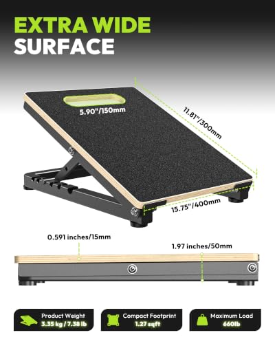 Adjustable Wooden Slant Board - 660 lb Capacity, Non-Slip Surface