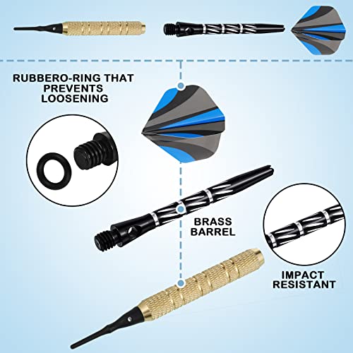 Black Style Aluminium Dart Shafts 50/53mm with Rubber Rings - Skylety 30 Pcs
