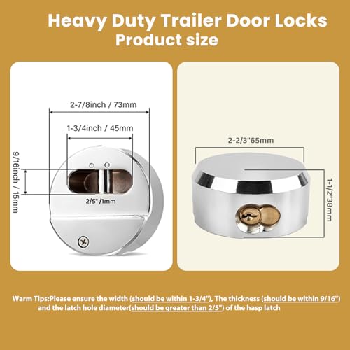 2 Pack Hidden Shackle Padlock Keyed Alike Heavy Duty Trailer Puck Padlocks Anti Theft 2-7/8" Solid Steel Puck Lock for Trailers Trucks Vans Shed Gates Garage