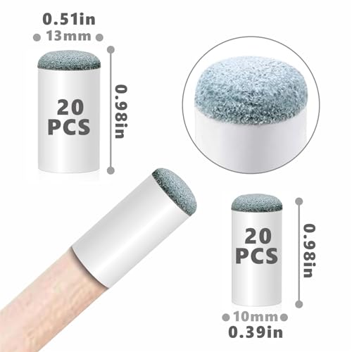 Premium Leather Pool Cue Tips - 40pcs Replacement Set, 10mm & 13mm