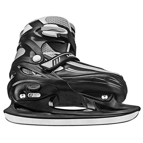 Adjustable Youth Ice Skates - Black/White/Grey, Size Small Junior 10-13