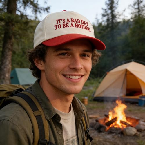 Bad Day to Be a Hotdog Adjustable Baseball Cap - Red