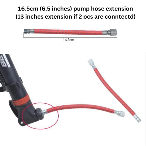 Bicycle Air Pump Hose Extension - 16.5cm, 2 Pcs Set