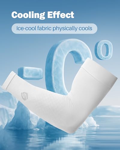 3 Pairs UV Sun Arm Sleeves for Women & Men Cooling Tattoo Cover Up – White