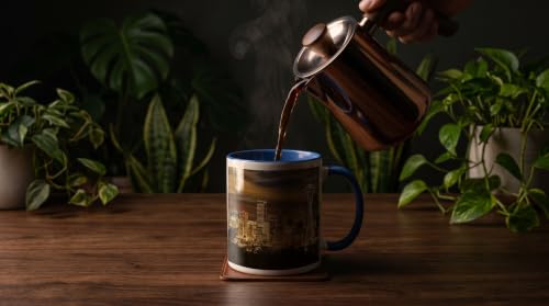 3dRose USA Seattle Skyline Night View 11oz Two-Tone Blue Mug