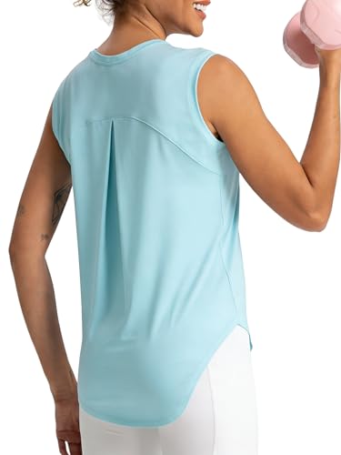 Women's Athletic Racerback Tank Top - Quick Dry UPF 50+ - Cyan - X-Small