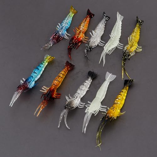 10pcs Soft Shrimp Lure Set - Realistic Silicone Bait for Fishing
