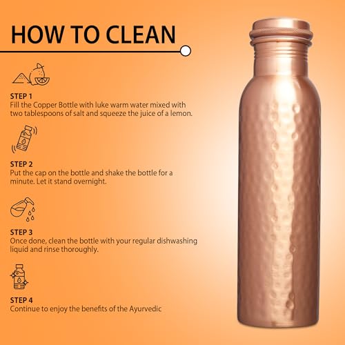 MERCAPE Hammered Design 2 32oz Copper Water Bottle - Premium Chilled Drinkware