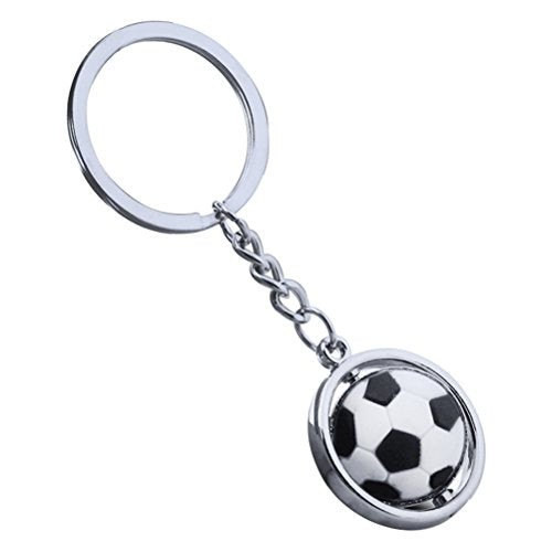 3D Rotating Soccer Ball Keychain - Metal Sports Key Ring