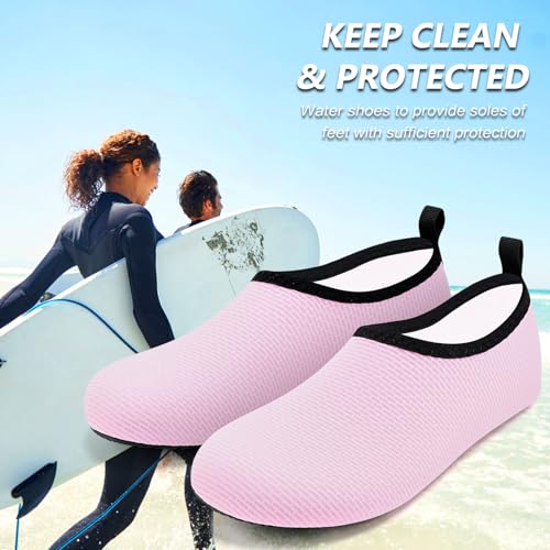 Deevike Water Shoes for Women & Men - Barefoot Quick-Dry Aqua Socks Pink 11-12 Women / 9.5-10.5 Men