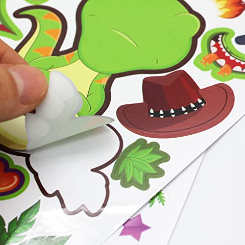 Dinosaur Face Stickers - 27 Sheets Make Your Own Dino Stickers