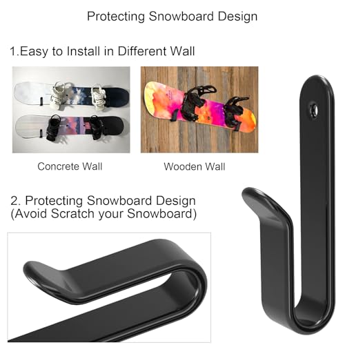 4 Pack Snowboard Wall Rack - Heavy Duty Storage Clips