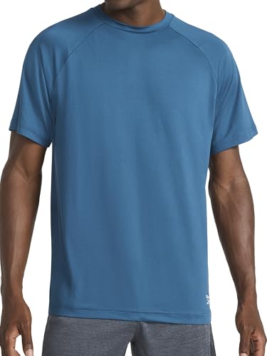 Men's Reflective Crewneck T-Shirt - Lightweight, Standard Fit, Small - Majolica Blue