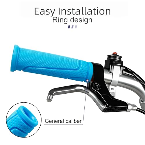 Kids Bike Handlebar Grips - Black + Blue - 4 PCS Non-Slip 22.2mm