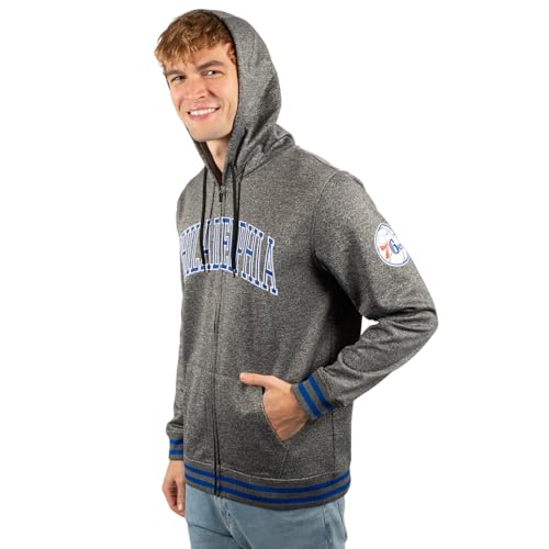 Philadelphia 76ers NBA Men's Full Zip Hoodie Sweatshirt - 3X-Large Heather Charcoal