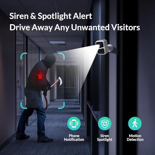 Vicohome 2K Battery-Powered WiFi Security Camera, Outdoor/Indoor with AI Motion Detection, Full Color Night Vision, 2-Way Audio, Spotlight & Siren, SD/Cloud Storage(32G Card Included)