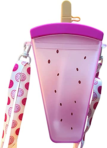 Cute Watermelon & Ice Cream 320ml Portable Water Bottle with Straw for Girls