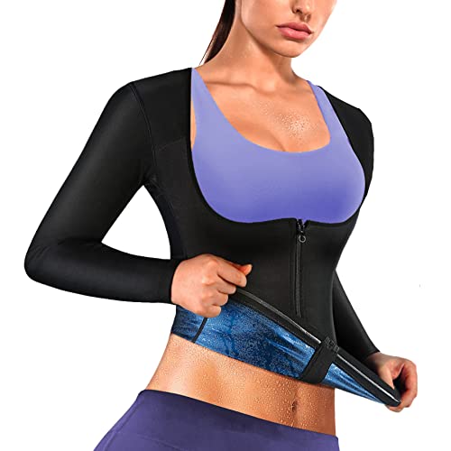 Weight Loss Sauna Suit Shirt for Women - Black, Large