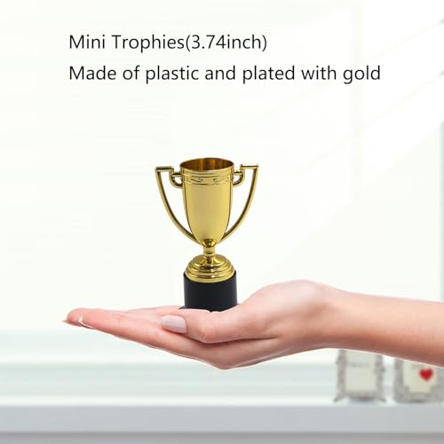 Mini Trophy Cups - 6 Pack Plastic Gold Award Trophies, 4 Inch