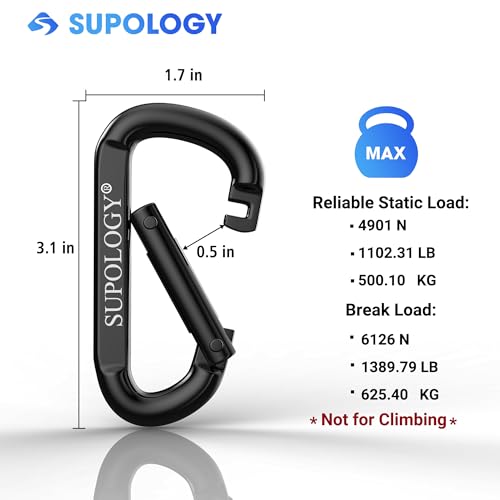 Heavy Duty Carabiner Clip - 3-Inch Steel Spring Hook for Hiking, Camping, Dog Leash & Keychain