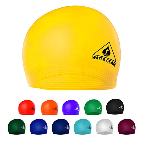 Latex Swim Cap for Long Hair - Durable Unisex Adult Swimming Gear - Yellow