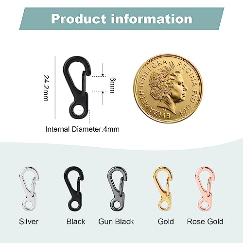 Mini Carabiner Clip Buckle Clasps - 12Pcs Black for Camping