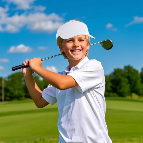 Kids Adjustable Cotton Sun Visor Hat - One Size, White