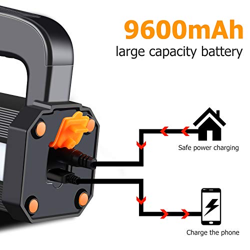 Super Bright LED Spotlight Rechargeable Flashlight 10000 Lumen Handheld Spotlight 10000mAh Long Lasting Torchlight Searchlight Flood Fishing Hiking Camping Flashlight USB Output with Tripod