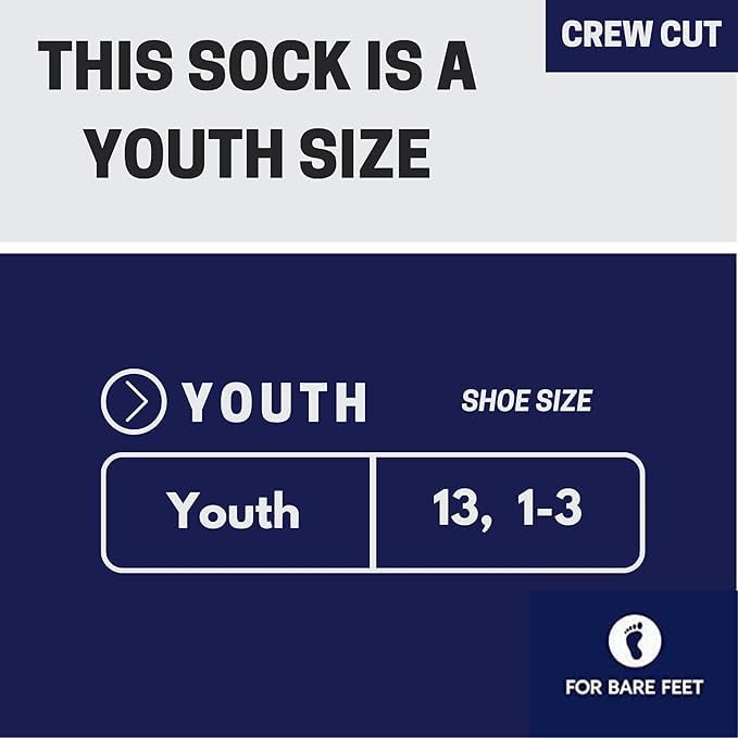 For Bare Feet Savannah Bananas Youth Crew Socks - Team Colors, 4 Stripe