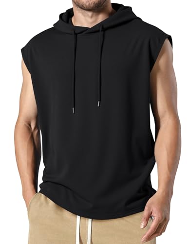 JMIERR Men's Black XX-Large Hooded Cotton Shirt with Drawstring - Casual Loose Fit Hoodie