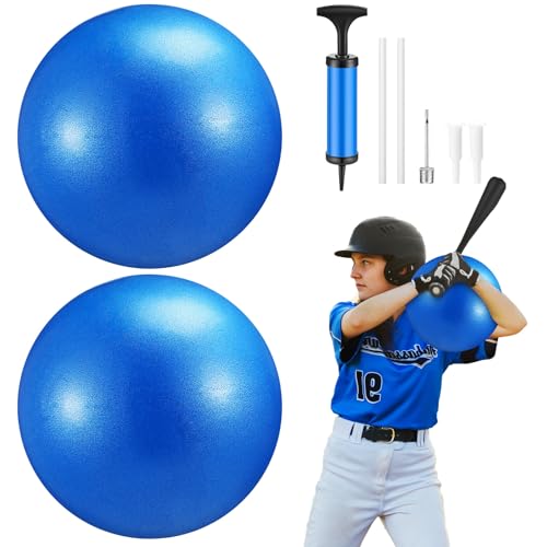 2 Pcs Baseball Swing Trainers with Pump – Blue | Hitting Ball Set for Pitching Practice