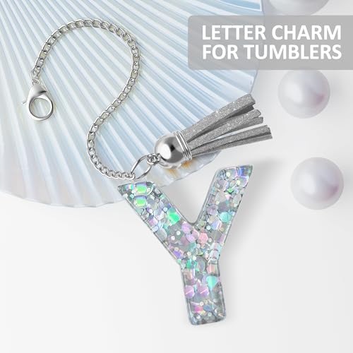 Silver Letter Y Charm for Tumbler Handles, Decorative Cup Accessory