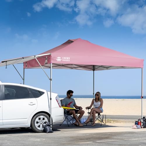10x10 Pop Up Canopy Tent with Adjustable Awning - Pink
