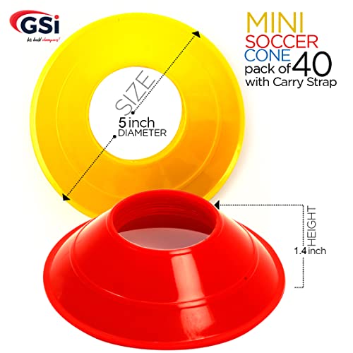 Mini Soccer Training Cones - 40 Pack with Bounce-Back Design