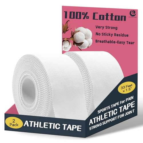 Athletic Tape 2 Pack - Strong, Breathable, Easy Tear Sports Tape