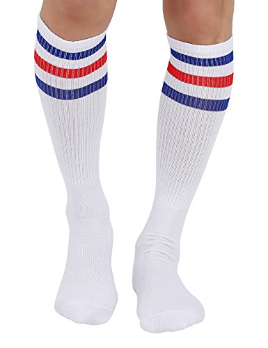 Joulli Knee High Retro Striped Tube Long Socks for Women Men 1-3 Pairs