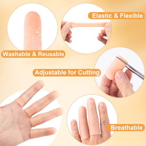10pcs Silicone Gel Finger Cots - Small Beige Finger Protectors