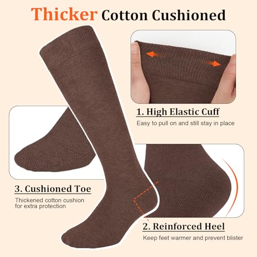 Women's Thermal Knee High Socks 3 Pairs Black Grey Brown One Size Winter