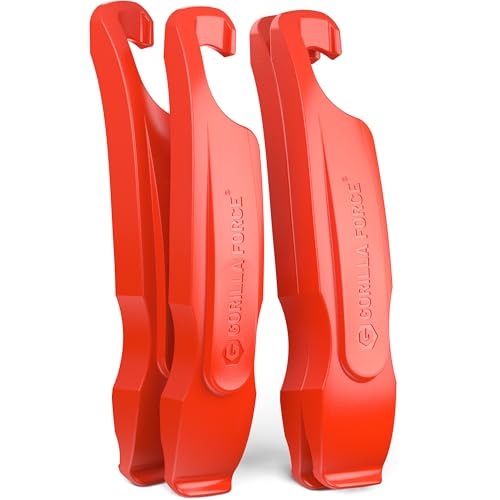 Bike Tire Levers Set - Easy Removal Tool for Road & MTB - 4 Pack (Lava Red)